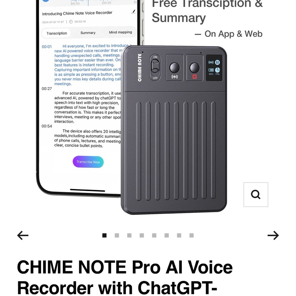 Chime Note Pro AI Voice Recorder — Black